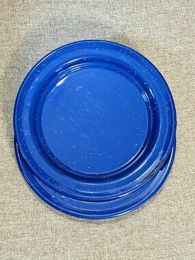 Blue Speckled Enamel Camping Plates